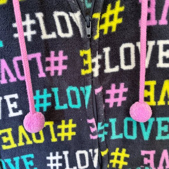 SO Womens Plush Fleece One Piece Hooded Pajama Onesie Small #LOVE - Picture 5 of 8